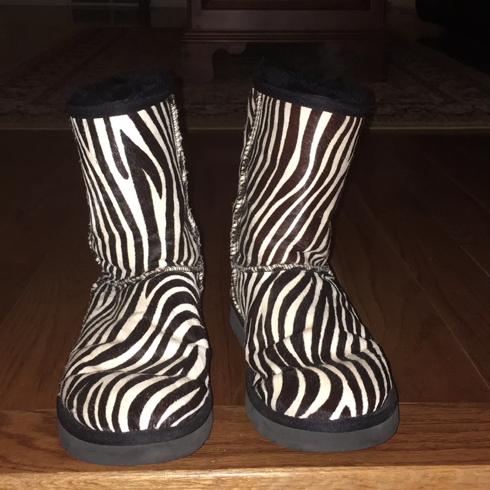 UGG Zebra Print Winter Boots in Black and White